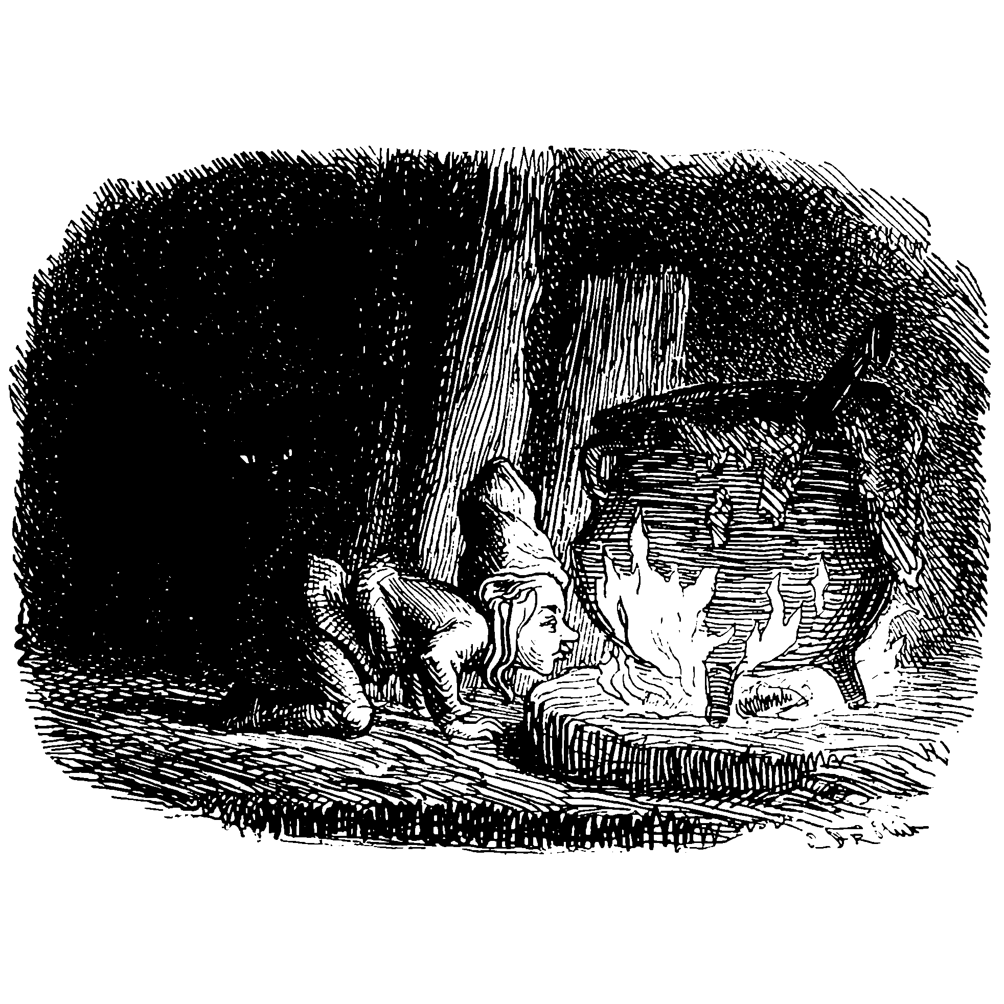 Illustration til H. C. Andersen-eventyret Nissen og Madamen af Lorentz Frölich